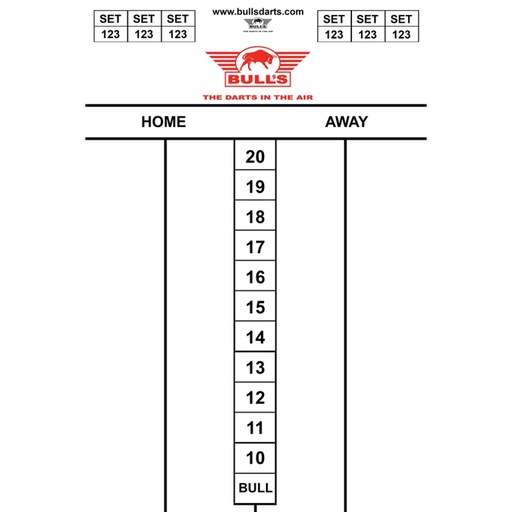 [821] Dart Scorebord Bull's 45x30cm
