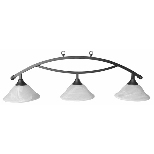 [5913] Lichtscherm 3-Kap Metaal Zwart/Glas